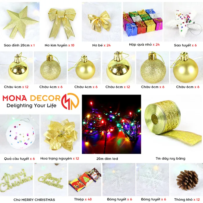 Gói Phụ Kiện Trang Trí Cây Thông Noel 2m1 ⋆ Gói Phụ Kiện Trang Trí Cây  Thông Noel 2m1 Giá Rẻ