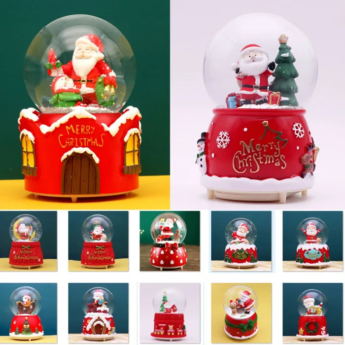 Quả cầu tuyết Ông già Noel Merry Christmas có Nhạc và Đèn -  14.2x10.5x10.5cm (Trang trí Giáng Sinh)