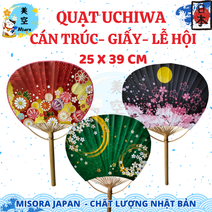 Quạt Giấy Nhật Thủ Công Bằng Ống Trúc - Misorajapan.com