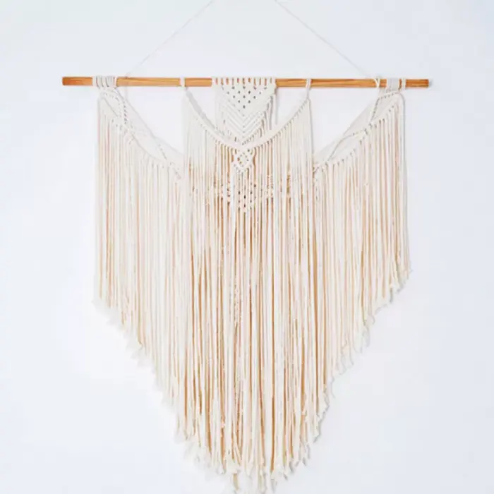 Rèm Dây Treo Tường Macrame 3 Tầng Thô Mộc, Cách Nhiệt - Thừng Gỗ Decor