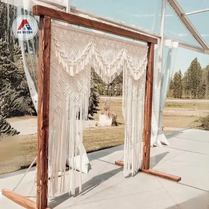 Rèm macrame trang trí tiệc sự kiện ngoài trời, phông nền trang trí backdrop  tiệc cưới MR1 - Bình An decor -Võng, xich đu macrame