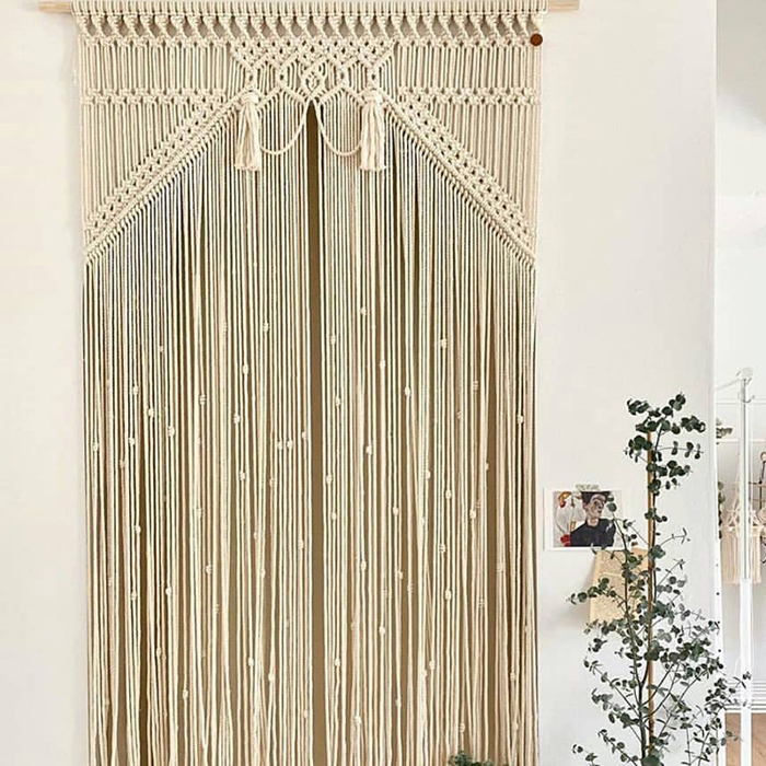 Rèm cửa sợi bông dệt tay trang trí nhà cưới, thảm macrame treo tường phòng  khách, đồ trang trí treo tường, rèm cửa - 2026 Trần macrame, Núi Tassel  price | Made-in-china.com