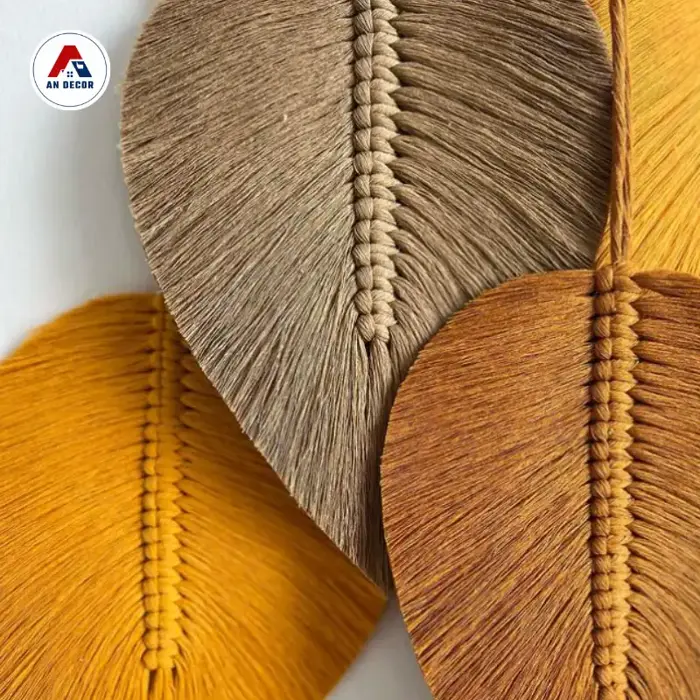 Rèm macrame hình lá treo tường, 7 lá to trang trí decor nhà, homstay, nhà  hàng, cafe - Bình An decor -Võng, xich đu macrame