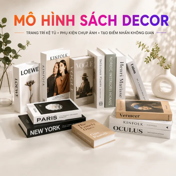 Mô hình sách giả trang trí, sách decor bàn làm việc, phụ kiện chụp ảnh