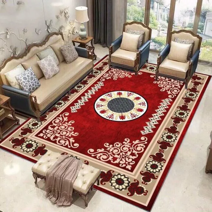 Thảm trải sàn phòng khách , thảm trang trí thảm chụp ảnh 1m6 x2m3 màu đỏ  tâm tròn | Lazada Việt Nam