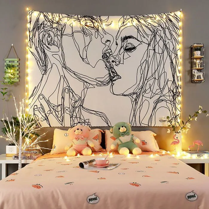 [TẶNG MÓC TREO] Vải treo tường 1m5x1m3, thảm treo tường decor phòng ngủ,  tranh vải treo tường decor