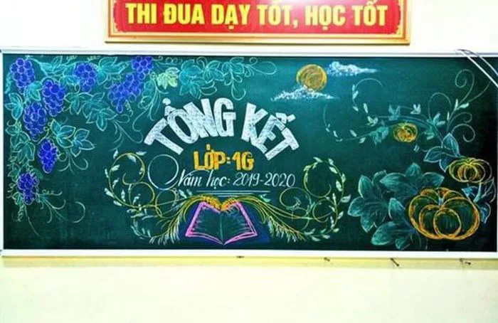 Những mẫu trang trí bảng lớp bằng phấn đơn giản và tinh tế