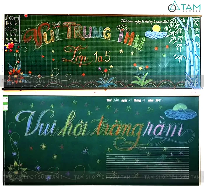 Khéo tay hay vẽ: Những mẫu trang trí bảng lớp học Trung thu bằng phấn đẹp ấn tượng