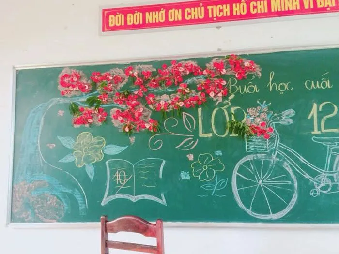 Những mẫu trang trí bảng lớp bằng phấn đơn giản và tinh tế