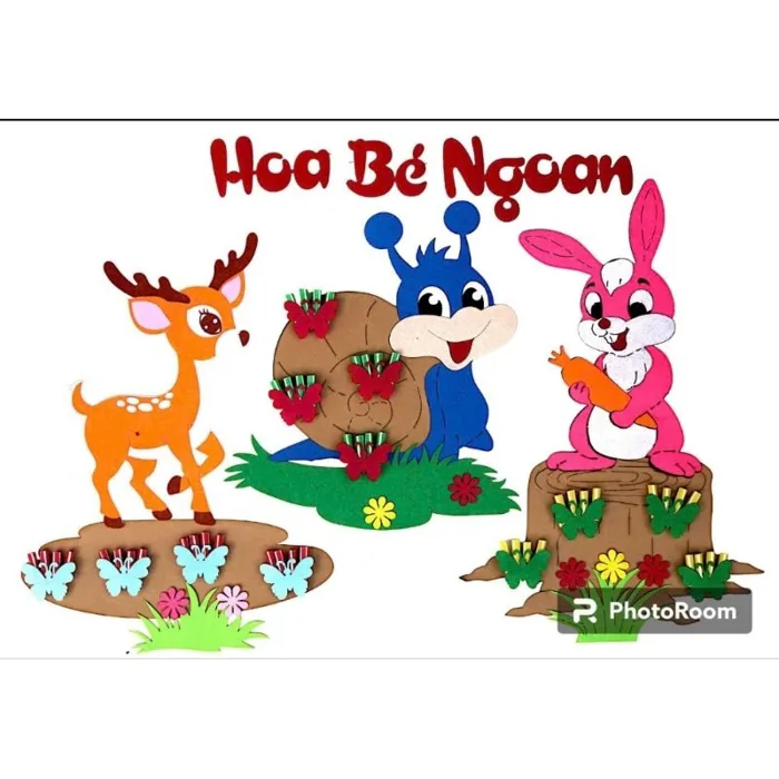 Bảng bé ngoan , hoa bé ngoan steam bìa phối nỉ cực xinh trang trí góc bé ngoan - đồ dùng mầm non