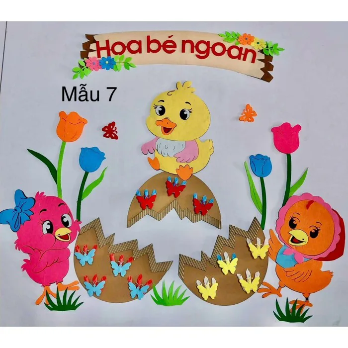 Bảng bé ngoan steam vịt gà với mẫu 7 ( đồ dùng mầm non trang trí lớp học hạnh phúc )