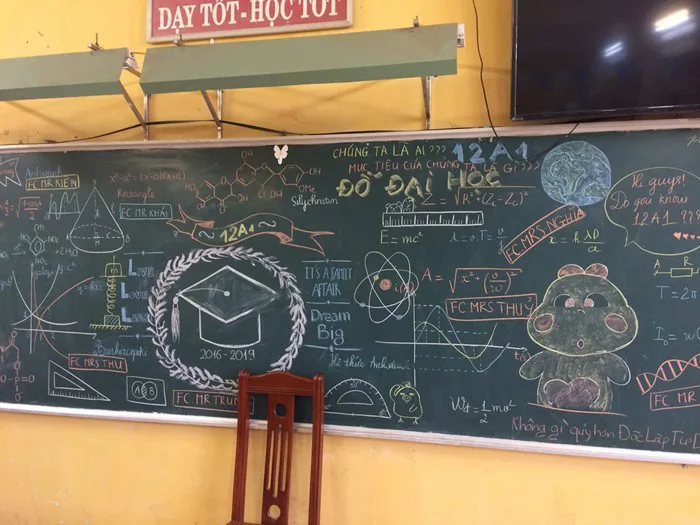 Đỉnh cao sáng tạo vẽ bảng chia tay của học sinh: Không ai nỡ xoá vì mỗi nét  phấn là cả bầu trời kỷ niệm