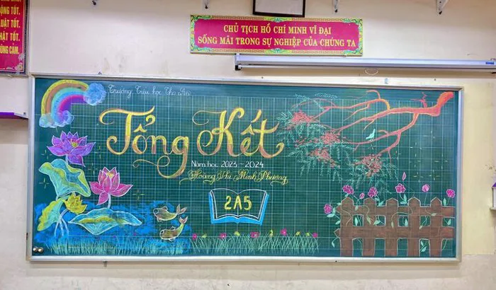 Loạt tranh bảng chia tay trường lớp cuối năm học gây sốt mạng hè 2024