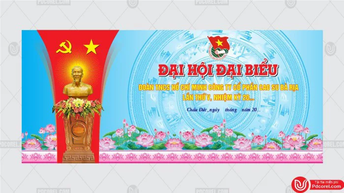 Backdrop Đại Hội Đoàn TNCS Hồ Chí Minh file vector corel