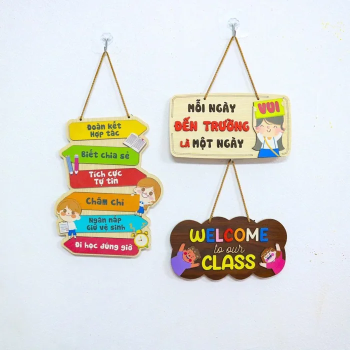 Bảng Gỗ Treo Trang Trí Lớp Học, Trường Học, Mẫu Giáo