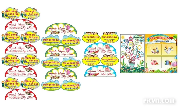 Bảng treo trang trí trong trường mầm non. Thiết kế File Corel (v62460611) -  Vector6 All New - Super AI Design