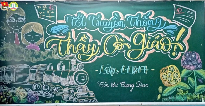Học trò Trường THPT Nguyễn Công Trứ vẽ trang trí bảng mừng 20-11 Học trò Trường THPT Nguyễn Công Trứ vẽ trang trí bảng mừng 20-11