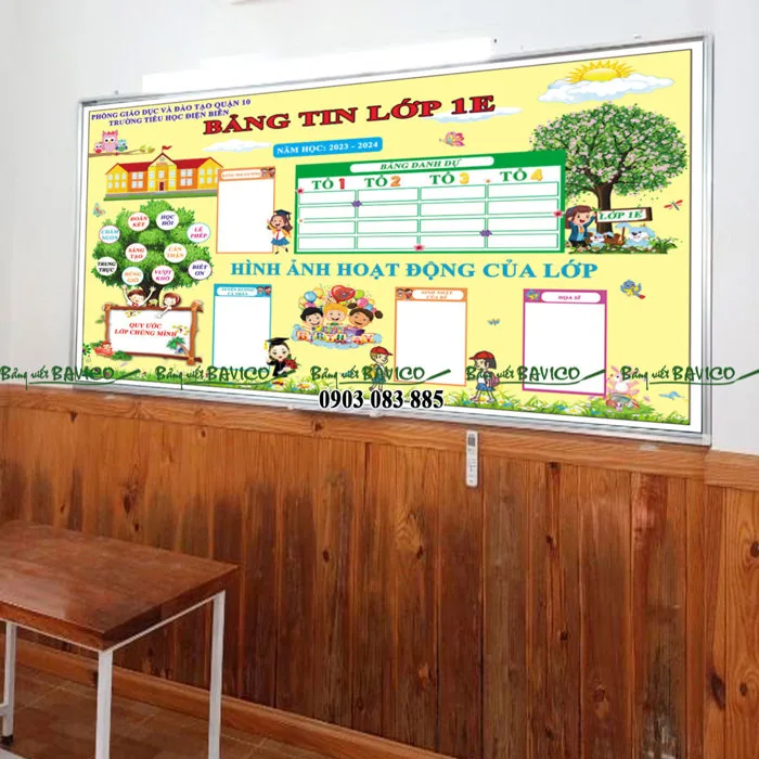 Bảng tin lớp học in PP viền khung nhôm - Bảng Viết Bavico Bảng tin lớp học in PP viền khung nhôm - Bảng Viết Bavico