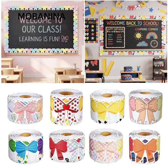 Viền bảng tin MOBANINA, Viền bảng tin trang trí Back-to-School DIY, Miếng dán trang trí bảng đen tự dính chống thấm nước 10M / cuộn để trang trí lớp ... Viền bảng tin MOBANINA, Viền bảng tin trang trí Back-to-School DIY, Miếng dán trang trí bảng đen tự dính chống thấm nước 10M / cuộn để trang trí lớp ...