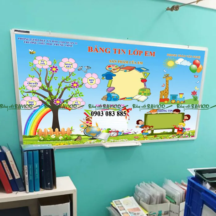 Bảng tin lớp học in PP viền khung nhôm - Bảng Viết Bavico Bảng tin lớp học in PP viền khung nhôm - Bảng Viết Bavico
