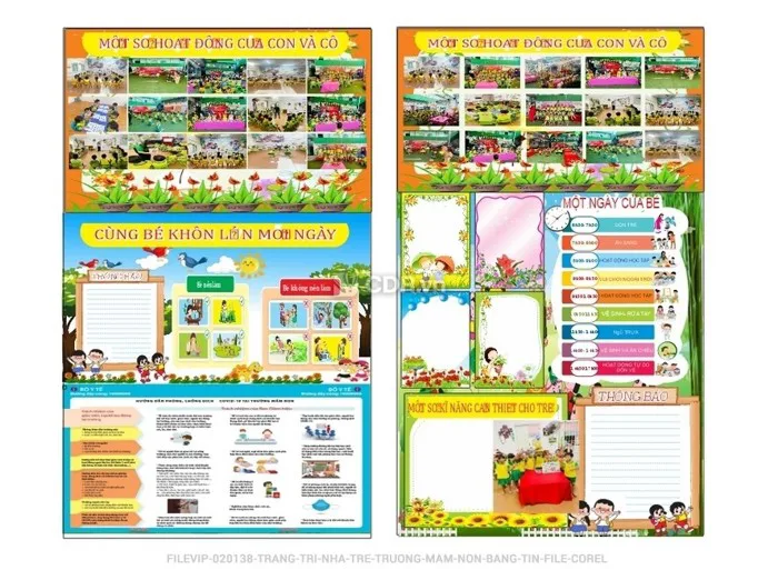 Trang trí nhà trẻ Trường mầm non bảng tin. File corel (v64515444) - Vector6  All New - Super AI Design
