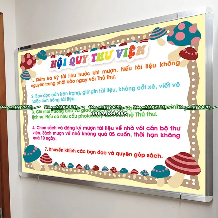 Bảng tin thư viện trường học in PP - Bảng Viết Bavico