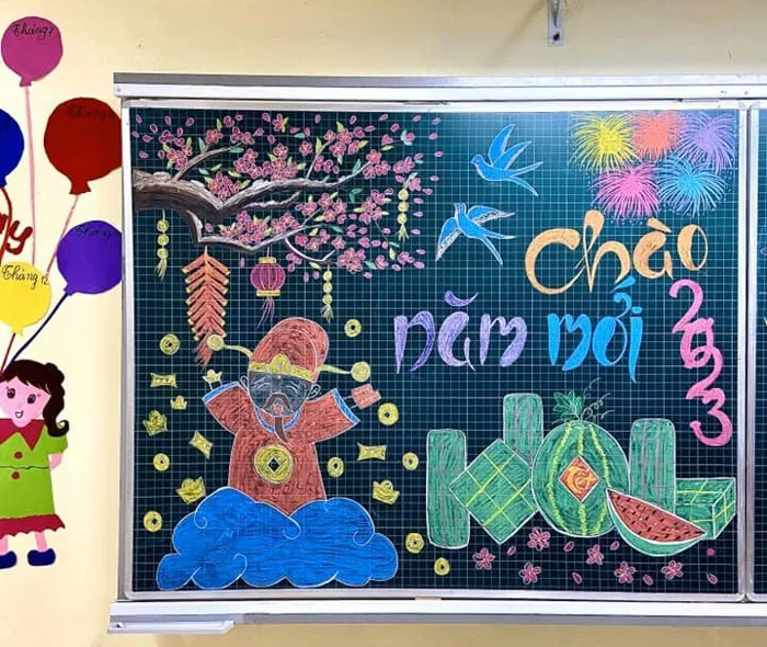 15+ Mẫu trang trí bảng Tết 2024 đẹp mà dễ làm