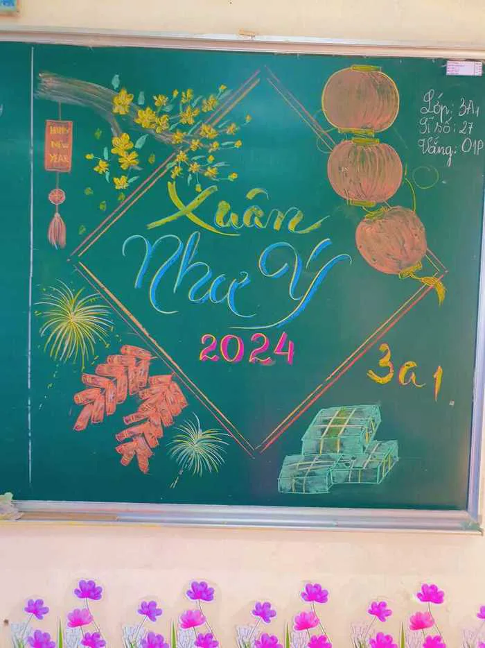 15+ Mẫu trang trí bảng Tết 2024 đẹp mà dễ làm