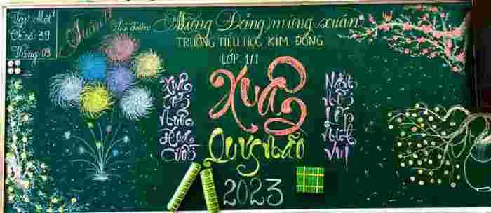 15+ Mẫu trang trí bảng Tết 2024 đẹp mà dễ làm