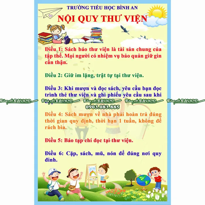 Bảng tin thư viện trường học in PP - Bảng Viết Bavico