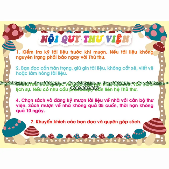 Bảng tin thư viện trường học in PP - Bảng Viết Bavico