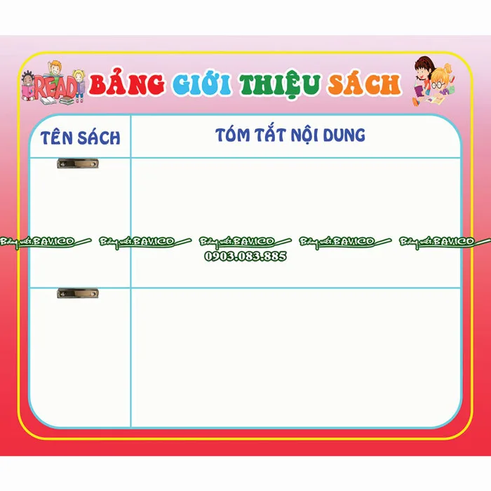 Bảng tin thư viện trường học in PP - Bảng Viết Bavico