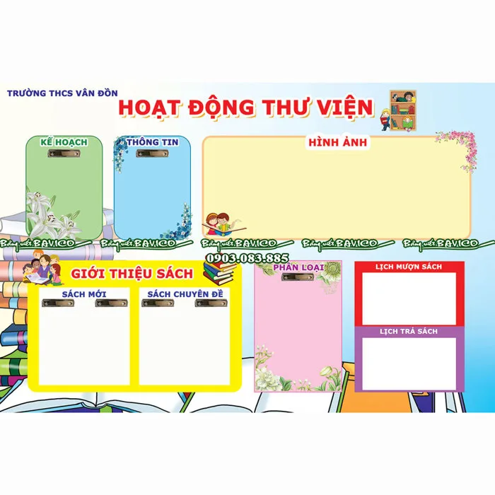 Bảng tin thư viện trường học in PP - Bảng Viết Bavico