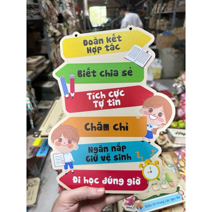 Bảng Gỗ Decor trang trí Lớp học , Phòng thư viện, Phòng học Tạo động lực  học tập cho các con