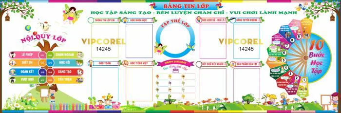 Mẫu bảng tin lớp học sáng tạo 2025 file corel | VIPcorel.com - Thư viện mẫu thiết kế đồ họa CorelDRAW (CDR).
