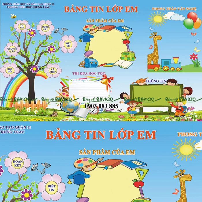 Bảng tin lớp học in PP viền khung nhôm - Bảng Viết Bavico