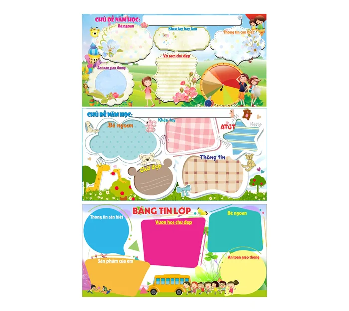 Trang trí mầm non bảng tin chủ đề năm học. File corel (v61609834) - Vector6 All New - Super AI Design