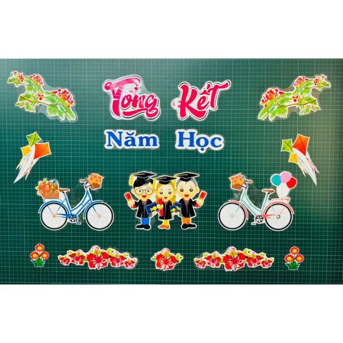 (Ngọc Tú) Sét Tổng kết năm học trang trí bảng lớp. Kèm nam châm lá (Ngọc Tú) Sét Tổng kết năm học trang trí bảng lớp. Kèm nam châm lá