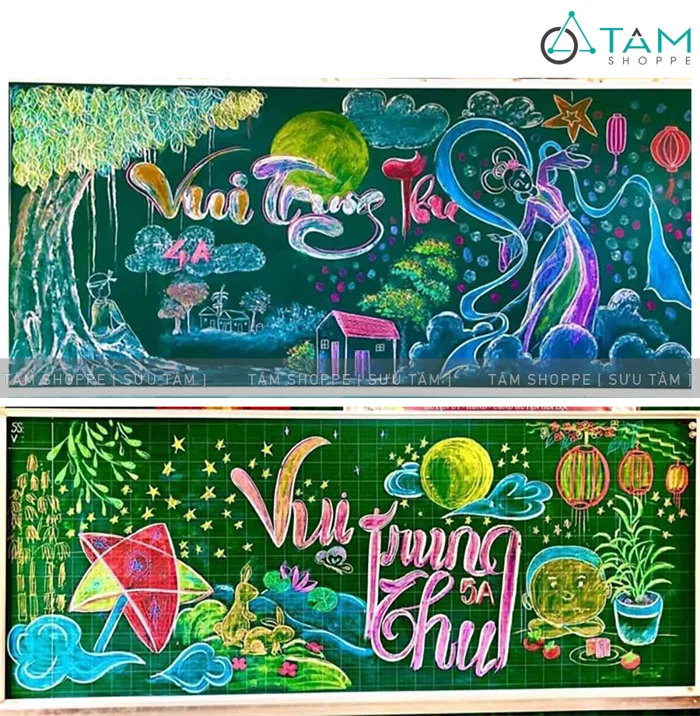 Khéo tay hay vẽ: Những mẫu trang trí bảng lớp học Trung thu bằng phấn đẹp ấn tượng Khéo tay hay vẽ: Những mẫu trang trí bảng lớp học Trung thu bằng phấn đẹp ấn tượng
