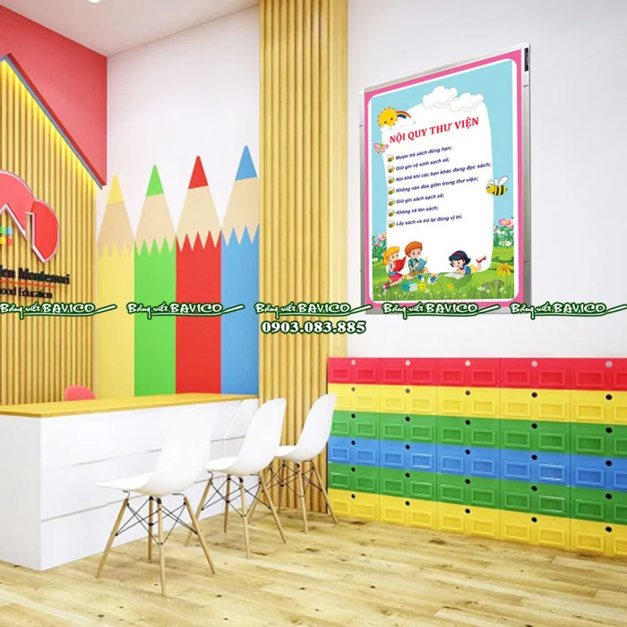 Bảng tin thư viện trường học in PP - Bảng Viết Bavico