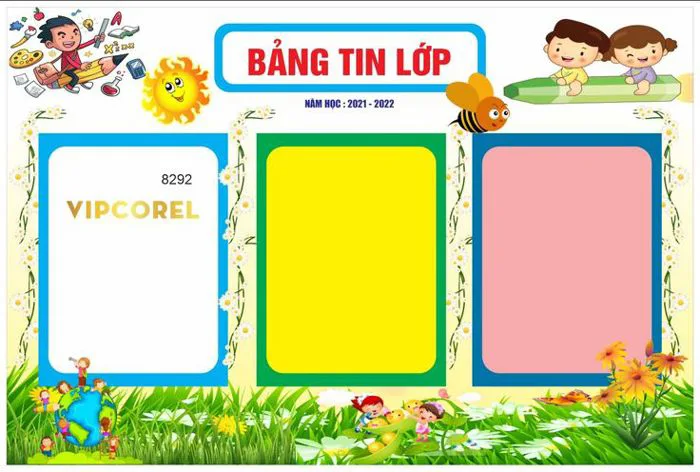 Bảng tin lớp trường mầm non - tiểu học file corel