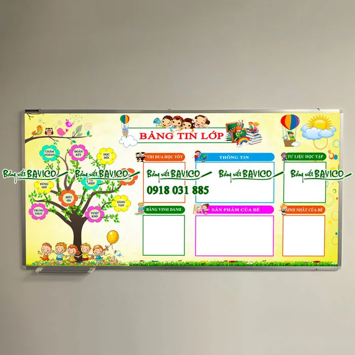 Bảng tin lớp dành cho Trường Mầm Non Tiểu Học KT: 120x160cm - Dụng cụ văn  phòng