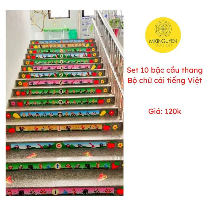 Set 10 tấm decal trang trí bậc cầu thang cho trẻ em lớp học mầm non kích thước 12x100cm - Lazada | Lazada Việt Nam