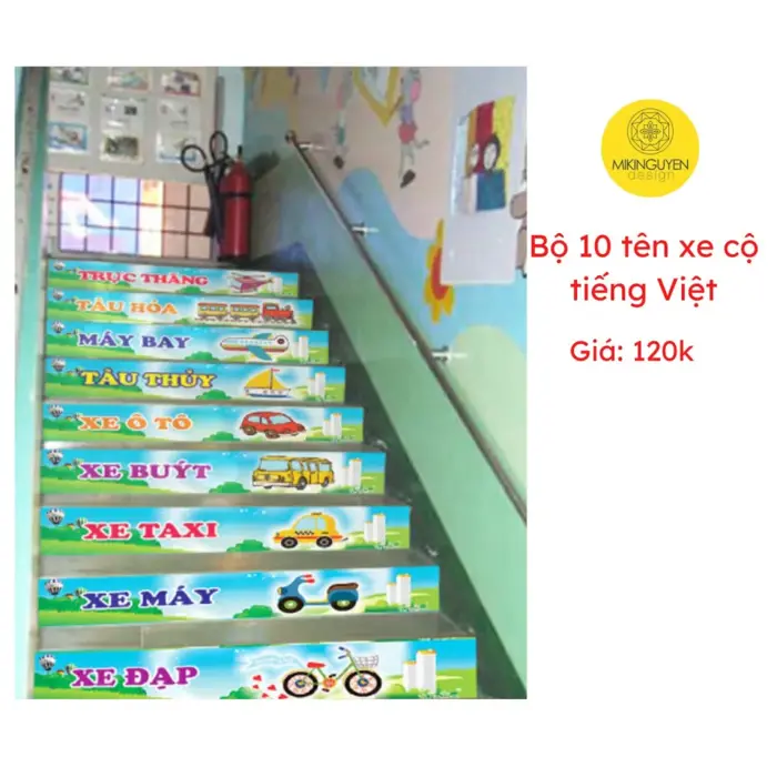 Set 10 tấm decal trang trí bậc cầu thang cho trẻ em, lớp học mầm non kích thước 12x100cm | Lazada Việt Nam