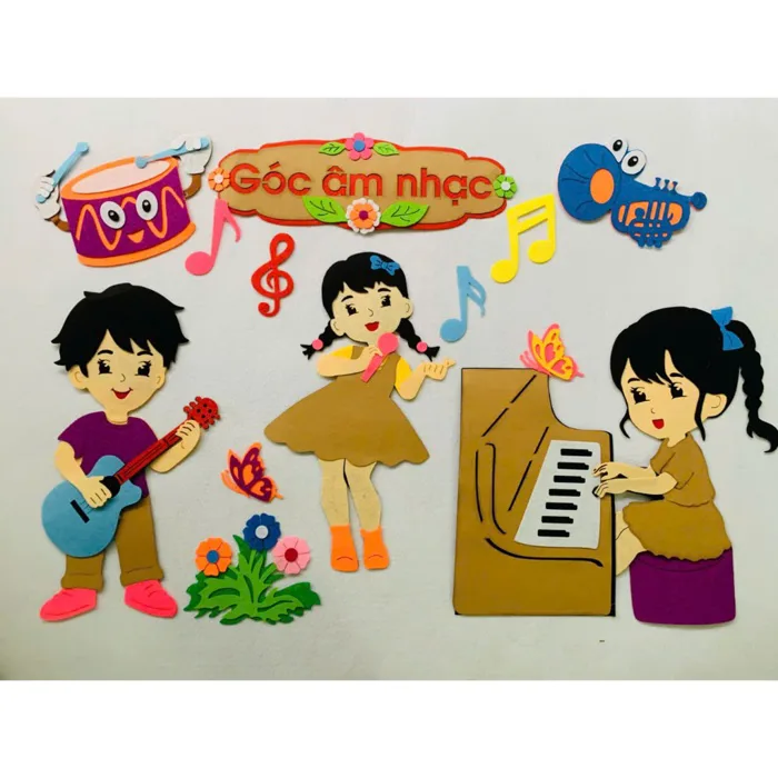 Góc âm nhạc - Tranh góc dán tường chất steam và nỉ trang trí lớp học cho trẻ Góc âm nhạc - Tranh góc dán tường chất steam và nỉ trang trí lớp học cho trẻ