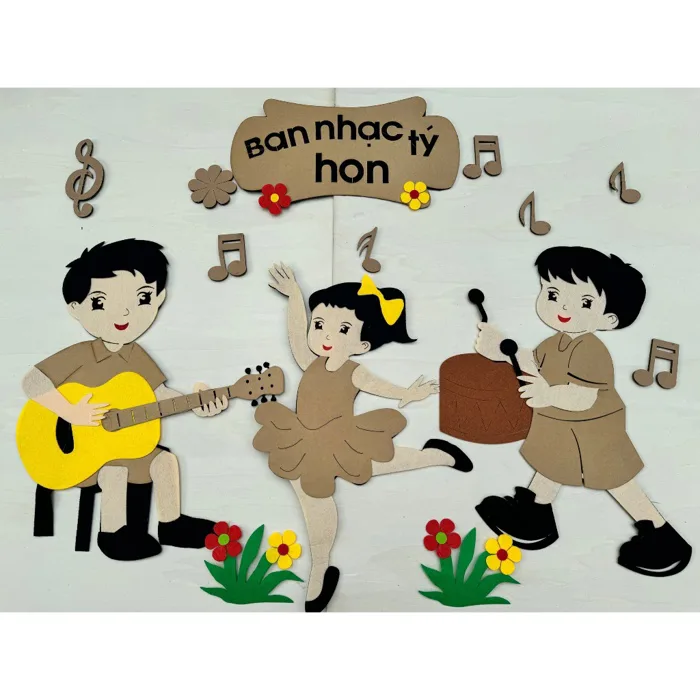 Góc âm nhạc chất steam trang trí mầm non cho bé pha nỉ đẹp Góc âm nhạc chất steam trang trí mầm non cho bé pha nỉ đẹp