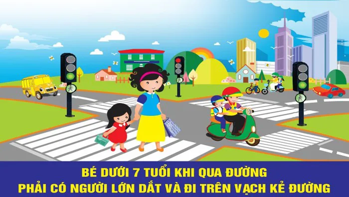 Pano trang trí An Toàn Giao Thông trường mầm non