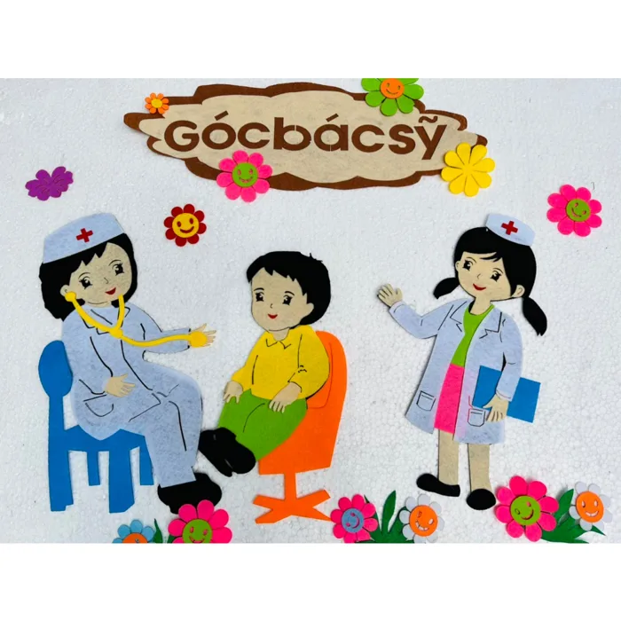 Góc bác sỹ trang trí mầm non cho bé chất stem chất nỉ đẹp