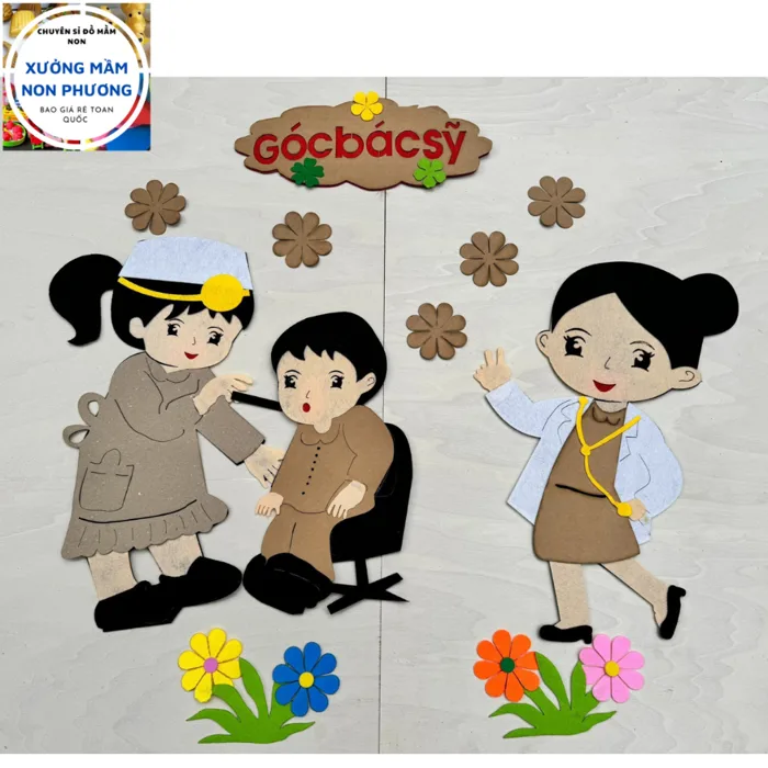 Trang Trí Góc Bác Sĩ Giấy Xi Phối Nỉ Mầm Non Cho Bé - Xưởng Mầm Non Phương