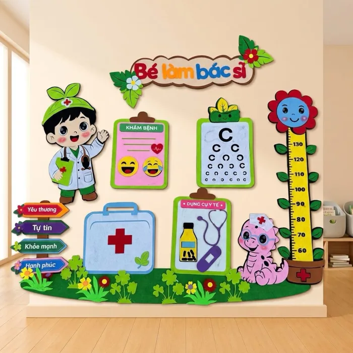 Góc bác sĩ trang trí lớp học mầm non